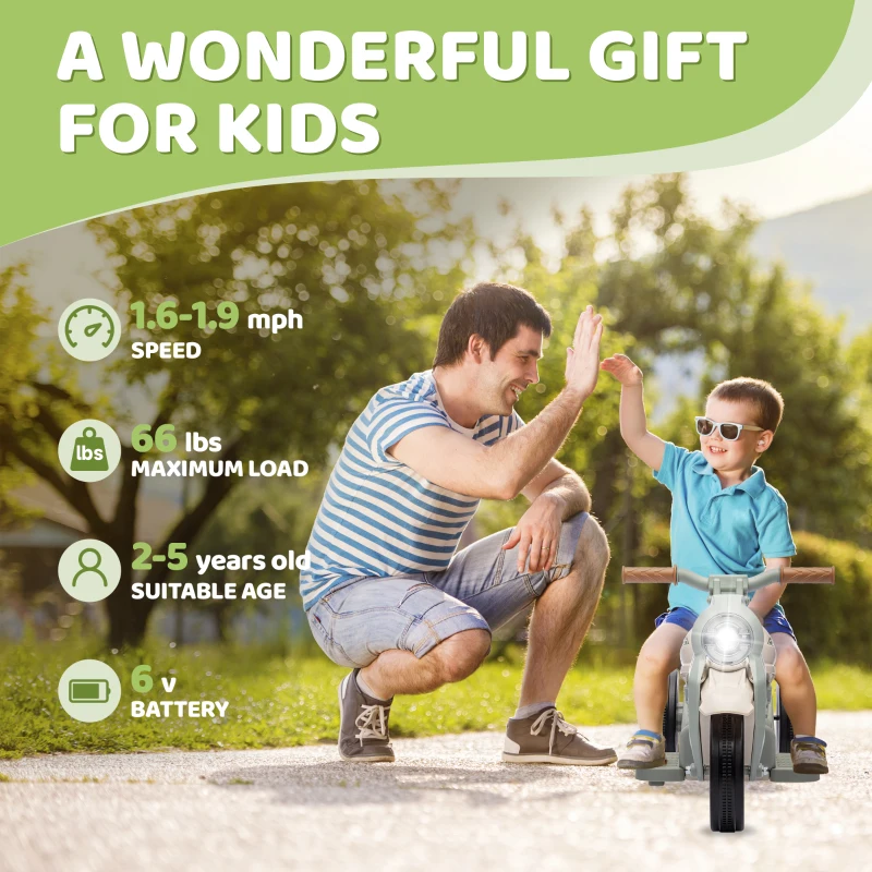 AIYAPLAY Elektrische Kindermotor, 6V met Muziek en Bubbels, 2,5-3 km/u, voor 2-5 Jaar