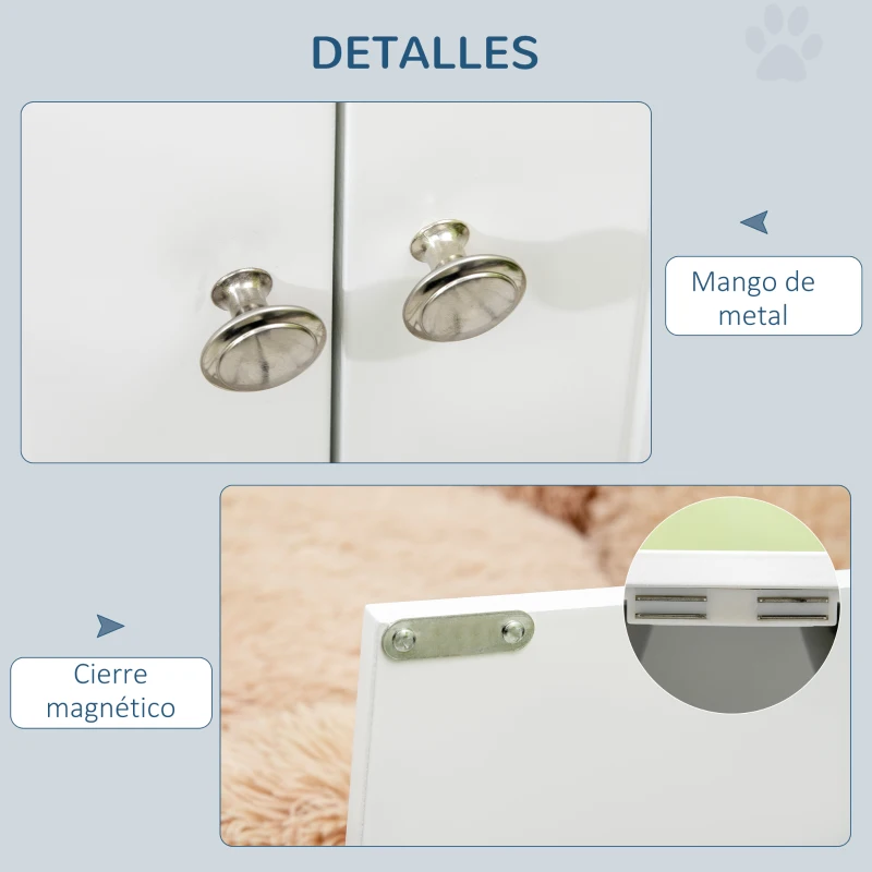 PawHut Comedero Elevado para Perros Grandes con 2 Cuencos de 2000ml y Almacenamiento Oculto 60x30x35,5 cm Blanco