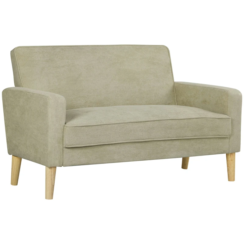 HOMCOM Two-Seater Velvet-Feel Sofa - Beige