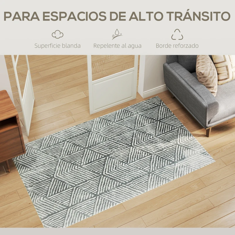 HOMCOM Alfombra Salón 170x120 cm Lavable en Lavadora Pelo Corto Estilo Moderno Tapete para Sala de Estar Dormitorio Gris Oscuro