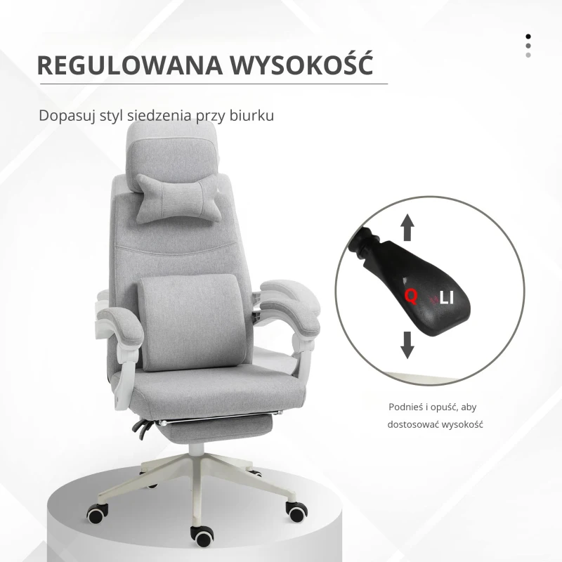 Vinsetto Fotel Biurowy Gamingowy Ergonomiczny Design Poliester, Pianka MDF Tworzywo