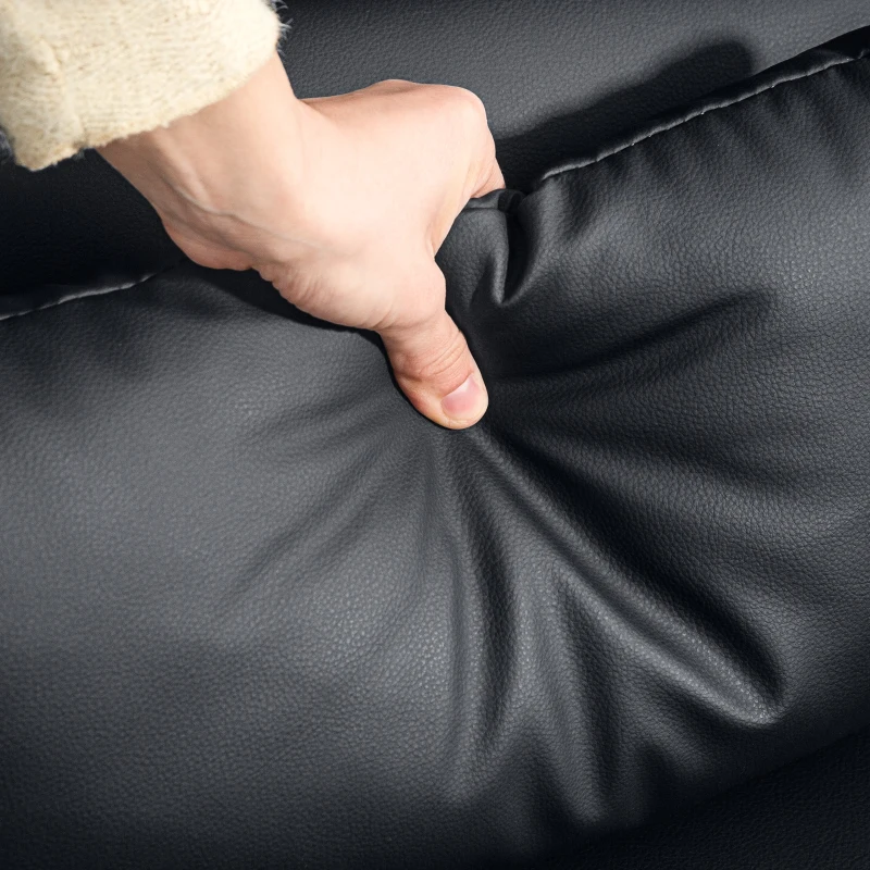 HOMCOM Sillón Tapizado en Cuero Sintético Respaldo con Costuras y Patas de Madera para Salón o Dormitorio 77x78x78 cm Negro