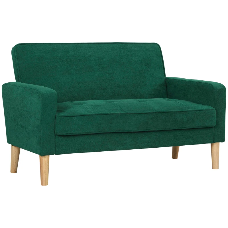 HOMCOM Two-Seater Velvet-Feel Sofa - Green