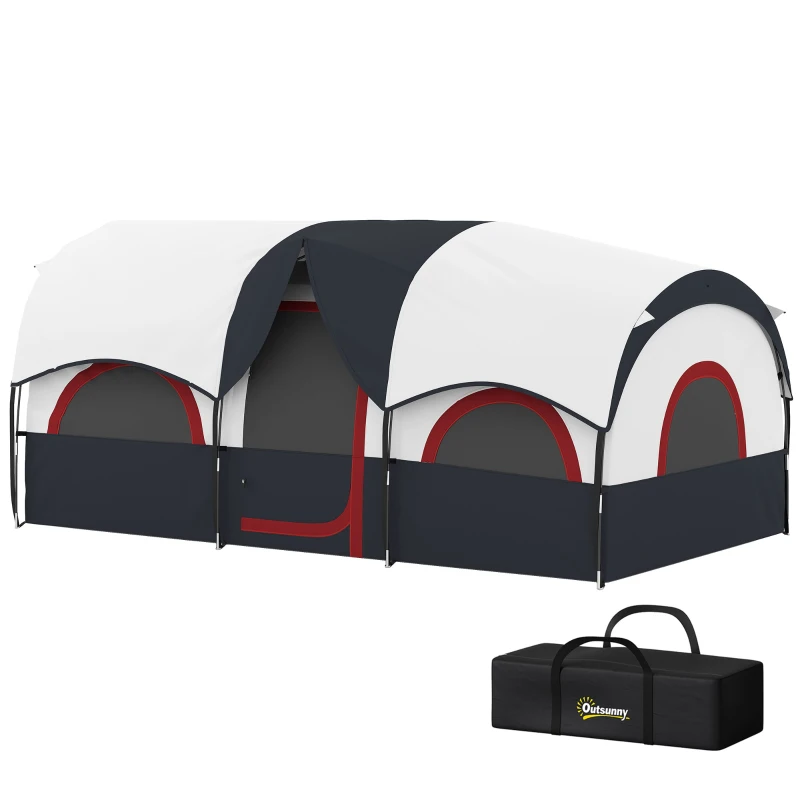 Outsunny Tienda de Campaña Familiar para 4-6 Personas Impermeable con Dormitorios Independientes 435x251x195 cm Gris y Blanco