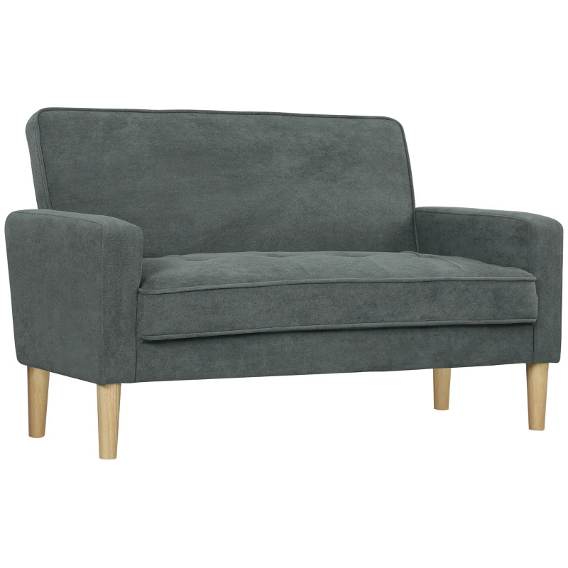 HOMCOM Two-Seater Velvet-Feel Sofa - Grey