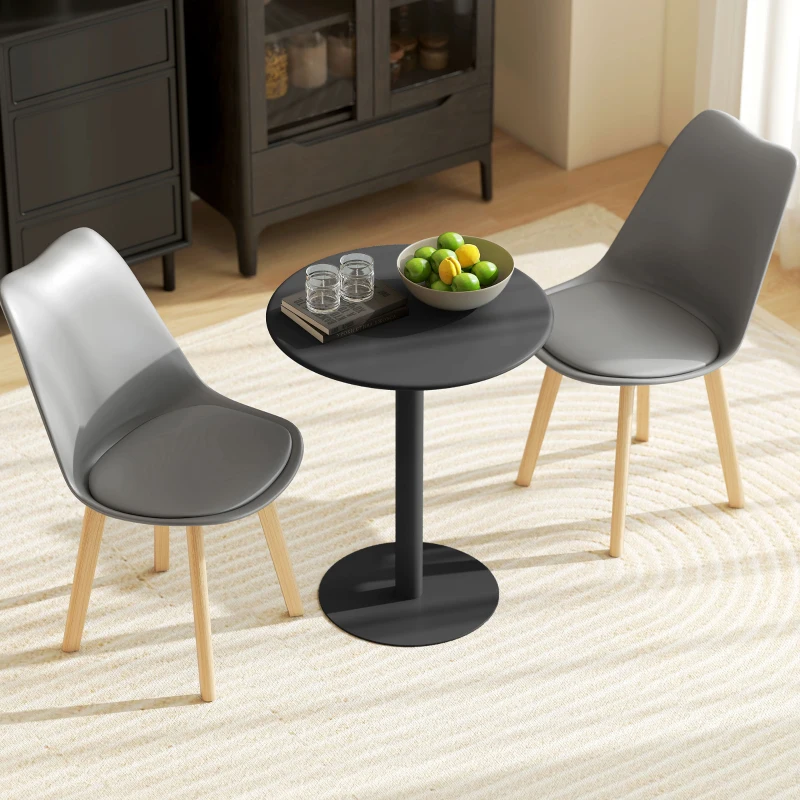 HOMCOM Ronde Eettafel voor 2 Personen, Staal, voor Binnen en Buiten, Zwart(m-6)