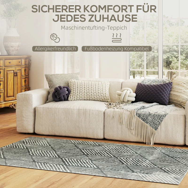 HOMCOM Dywan do salonu w nowoczesnym stylu, zmywalny dywan 150 x 80 cm Ciemnoszary