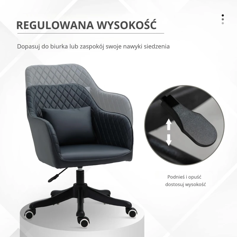 Vinsetto fotel biurowy z masażem krzesło obrotowe z funkcją wibracji PU antracytowy