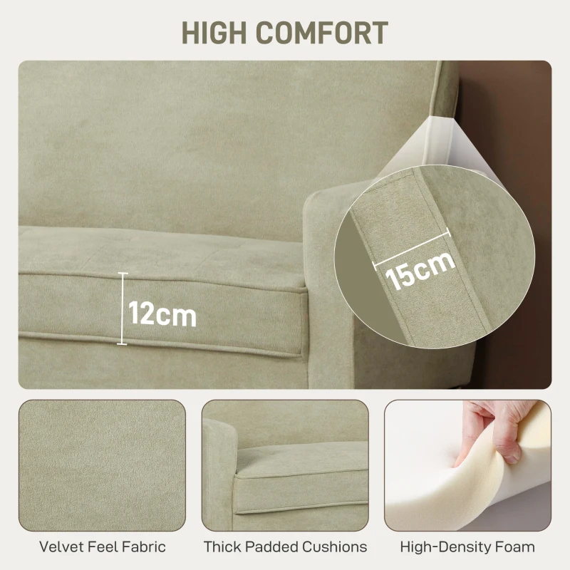 HOMCOM Two-Seater Velvet-Feel Sofa - Beige