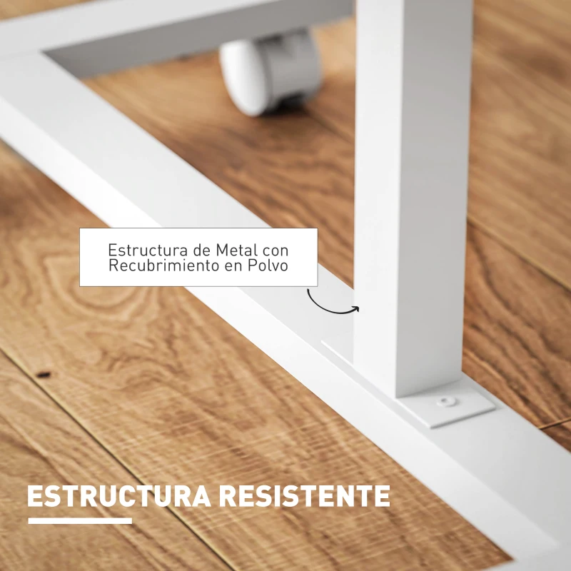 HOMCOM Mesa Auxiliar con Ruedas Altura Ajustable Superficie Inclinable y Marco de Metal 57x40x67,5-101 cm Roble y Blanco