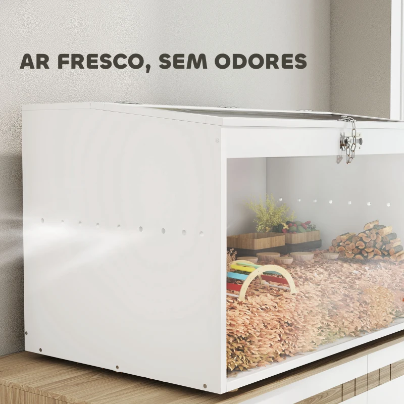 PawHut Gaiola para Hamster com Tampa Abatível e Janela de Acrílico Transparente 80x50x50 cm Branco