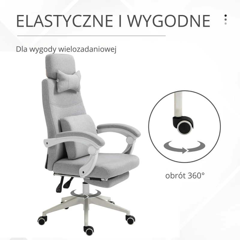 Vinsetto Fotel Biurowy Gamingowy Ergonomiczny Design Poliester, Pianka MDF Tworzywo