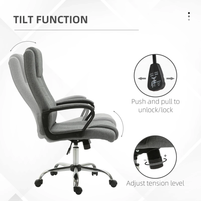 HOMCOM Krzesło biurowe krzesło do komputera z funkcją kołysania z regulacją wysokości sztuczny len