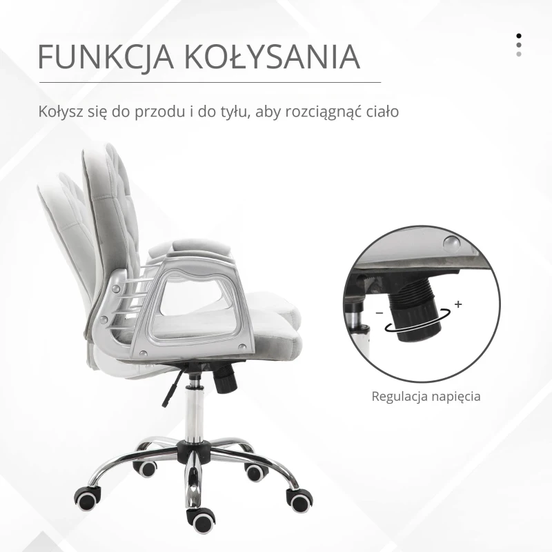 HOMCOM Ergonomiczne krzesło biurowe krzesło wykonawcze szary
