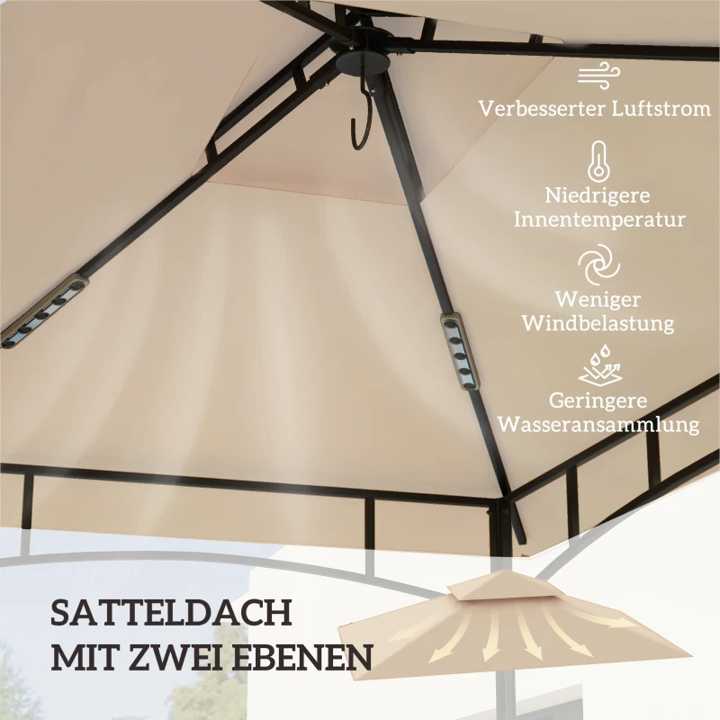 Outsunny Ersatzplane für Gartenpavillon, Grillpavillon-Ersatzdach für 152 x 244 cm Gestelle, UPF50+ Schutz, Polyester, Beige