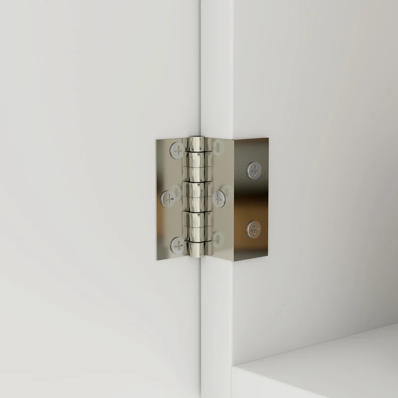 HOMCOM Specchio Bagno Ovale Moderno con Armadietto e Due Ripiani, 45x90 cm, Bianco