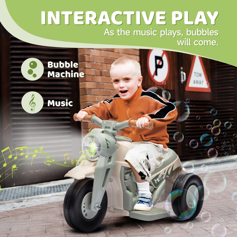 AIYAPLAY Elektrische Kindermotor, 6V met Muziek en Bubbels, 2,5-3 km/u, voor 2-5 Jaar
