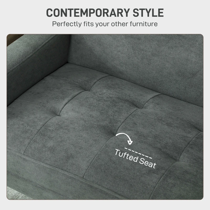 HOMCOM Two-Seater Velvet-Feel Sofa - Grey