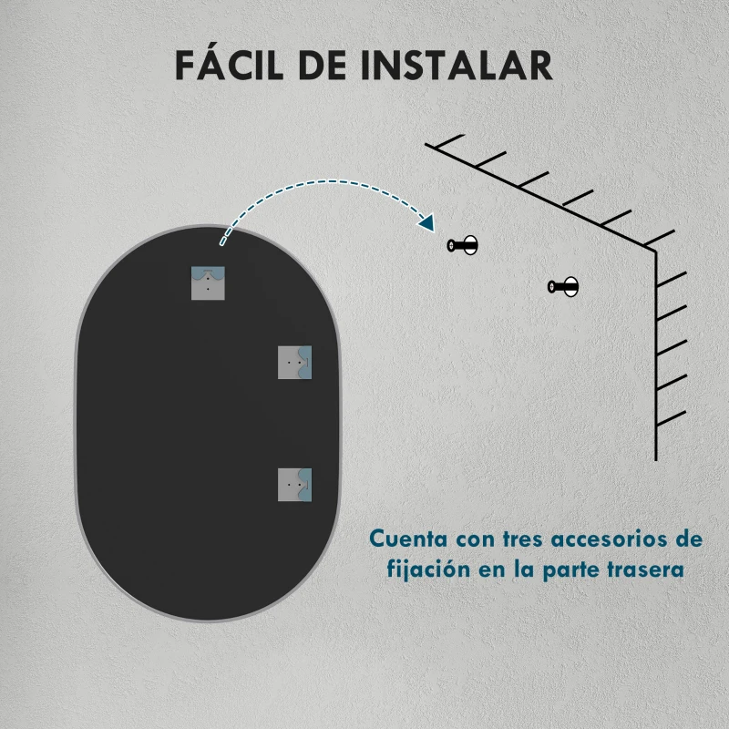 HOMCOM Espejo de Baño Ovalado 60x90 cm Espejo Decorativo de Pared con Marco de Aluminio para Salón Horizontal o Vertical Plata