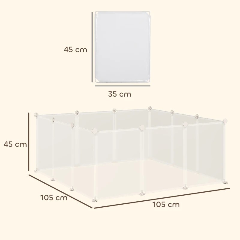 PawHut Box doe-het-zelf puppy-box kleine huisdieren loopbox 12 panelen wit