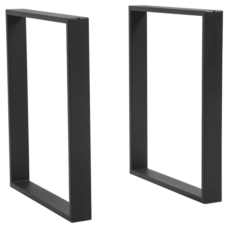 HOMCOM Tischbein-Set, 2 Stahlbeine, 72 x 60 cm, vorgebohrte Löcher, Industrial Design, Stahl, schwarz