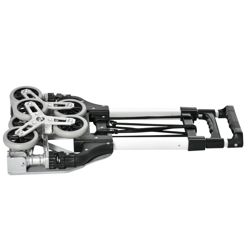 DURHAND Klappbarer Treppensteiger mit 6 Rädern, inkl. Befestigungsgurt, automatische Klappfunktion, Silber + Schwarz