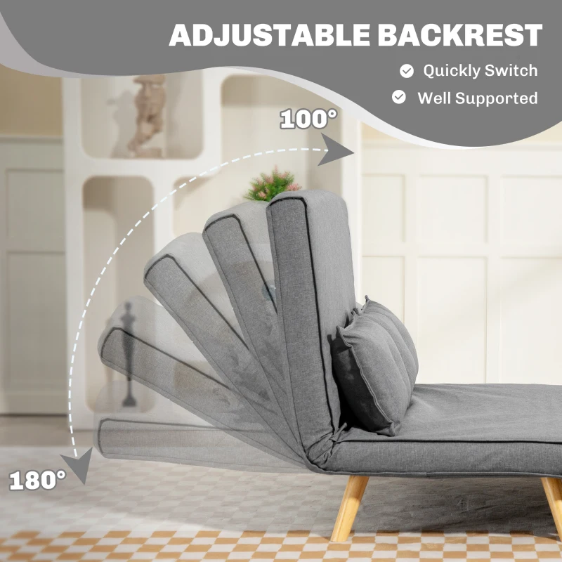 HOMCOM Two-Seater Linen-Look Sofa Bed - Grey