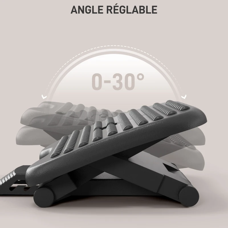 HOMCOM Repose-pieds ergonomique de bureau hauteur et inclinaison réglables 46 x 35 cm noir