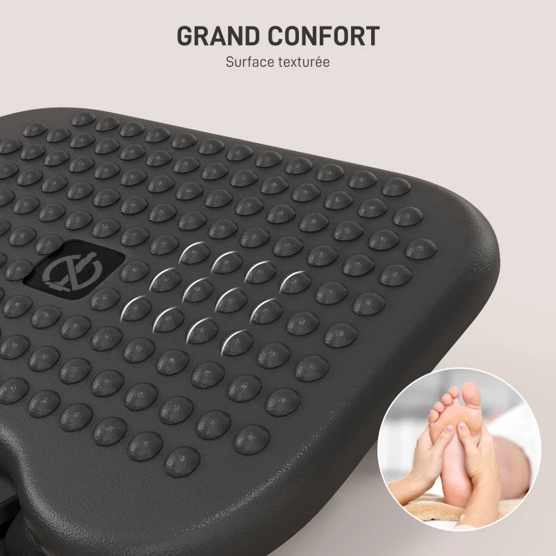 HOMCOM Repose-pieds ergonomique de bureau hauteur et inclinaison réglables 46 x 35 cm noir