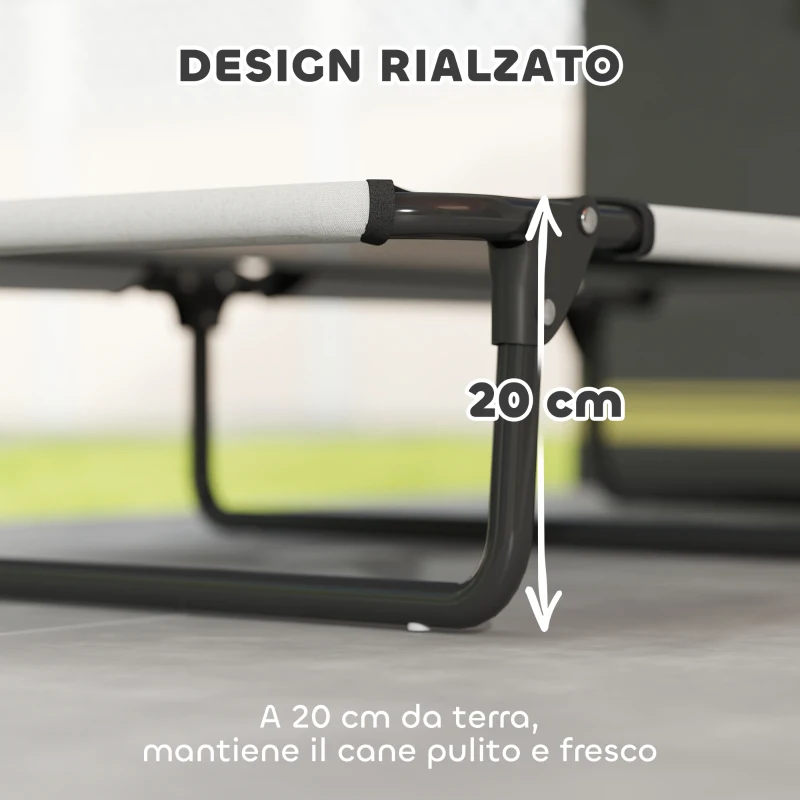 PawHut Letto per Cani Grandi Pieghevole con Tessuto a Rete da Interno ed Esterno, 107x61x20 cm, Grigio Chiaro