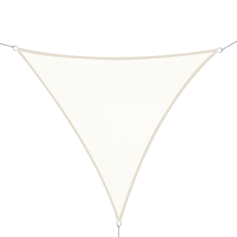 Outsunny Toldo Vela Triangular 5x5x5 m Vela de Sombra para Jardín Patio Terraza Poliéster Anti UV Color Crema
