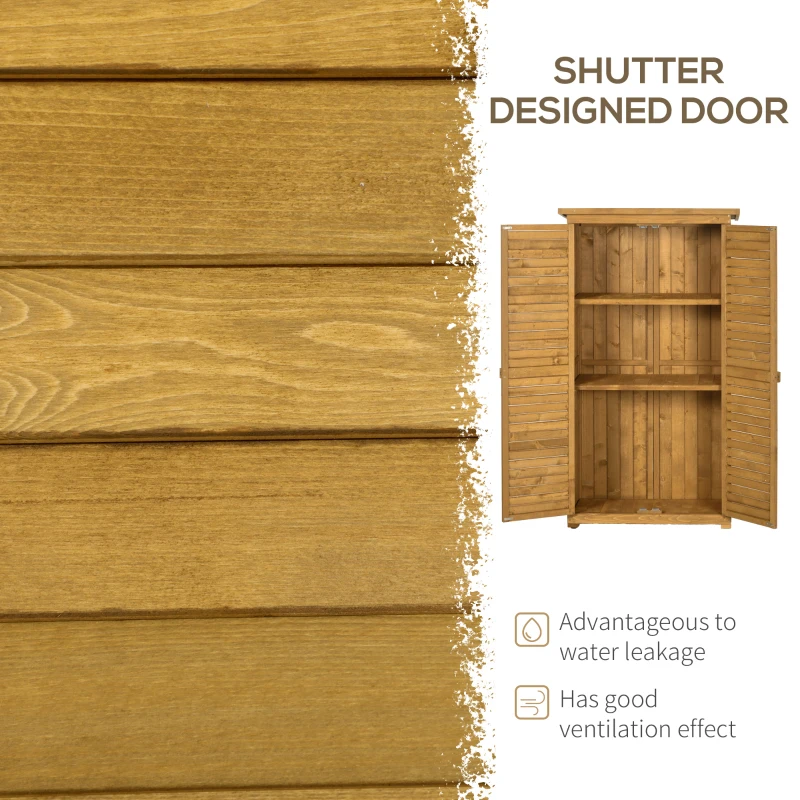 Outsunny Garden Wood Storage Shed Fir Wood Shutter Tool Cabinet Door Lockable