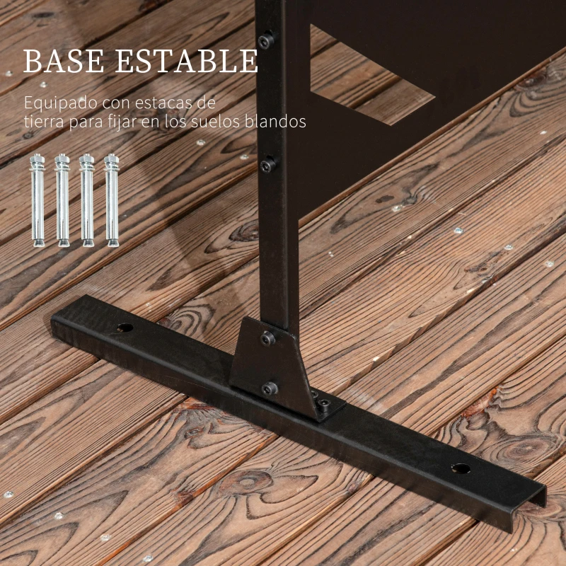 Outsunny Biombo Separador de Ambientes con Diseño de Hoja de Plátano Biombo para Exterior Jardín Patio Terraza 122x45x198cm Negro