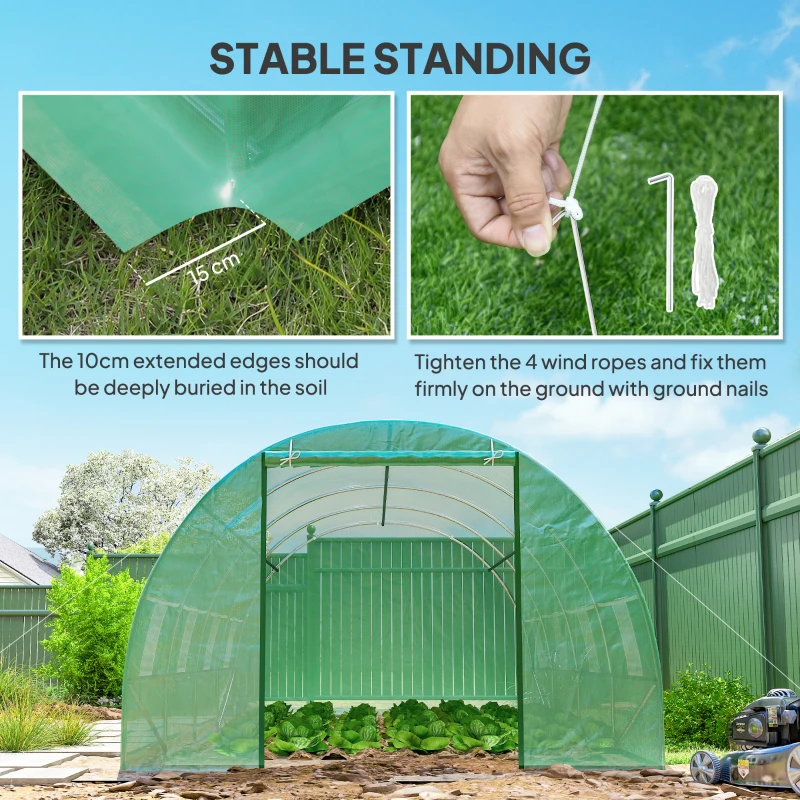 Outsunny 6 x 3 x 2m Walk-in Outdoor Garden Greenhouse Polytunnel with Door and Windows