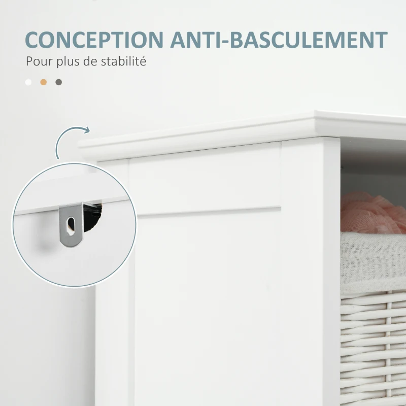 kleankin Meuble salle de bain colonne avec 3 compartiments ouverts, tiroir et étagère réglable, 40 x 30 x 164 cm, blanc