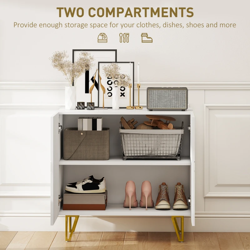 HOMCOM Modern Luxe High Gloss Sideboard, with Hairpin Legs - White