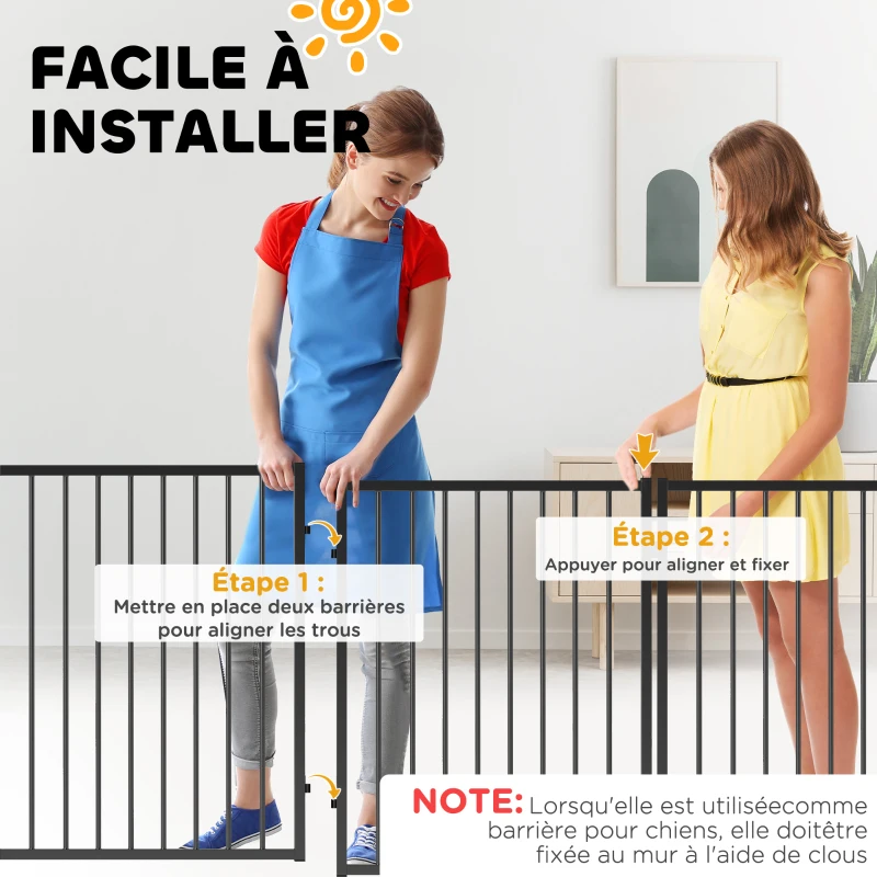 PawHut Parc pour chien, parc pour animaux, 5 panneaux, clôture portable pliable, sécurisé, noir