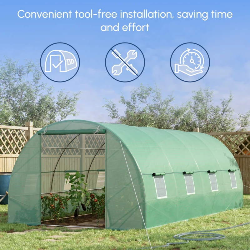 Outsunny 6 x 3 x 2m Walk-in Outdoor Garden Greenhouse Polytunnel with Door and Windows