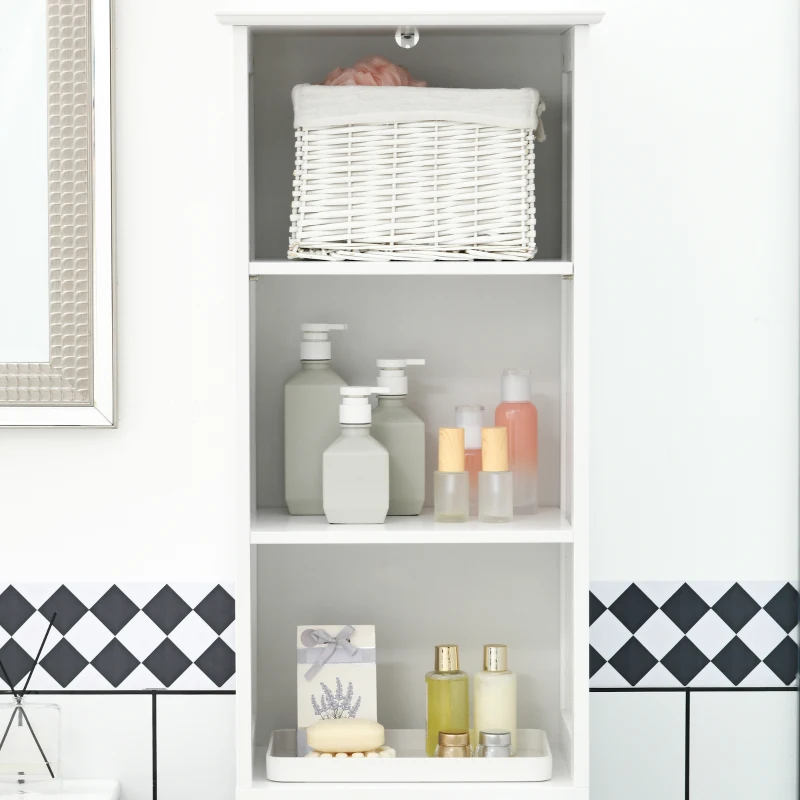 kleankin Meuble salle de bain colonne avec 3 compartiments ouverts, tiroir et étagère réglable, 40 x 30 x 164 cm, blanc