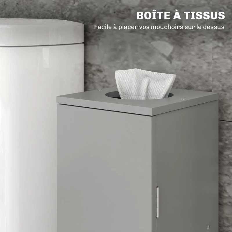 HOMCOM Support papier toilette meuble salle de bain 3 niveaux et sortie papier, pour petits espaces, noir