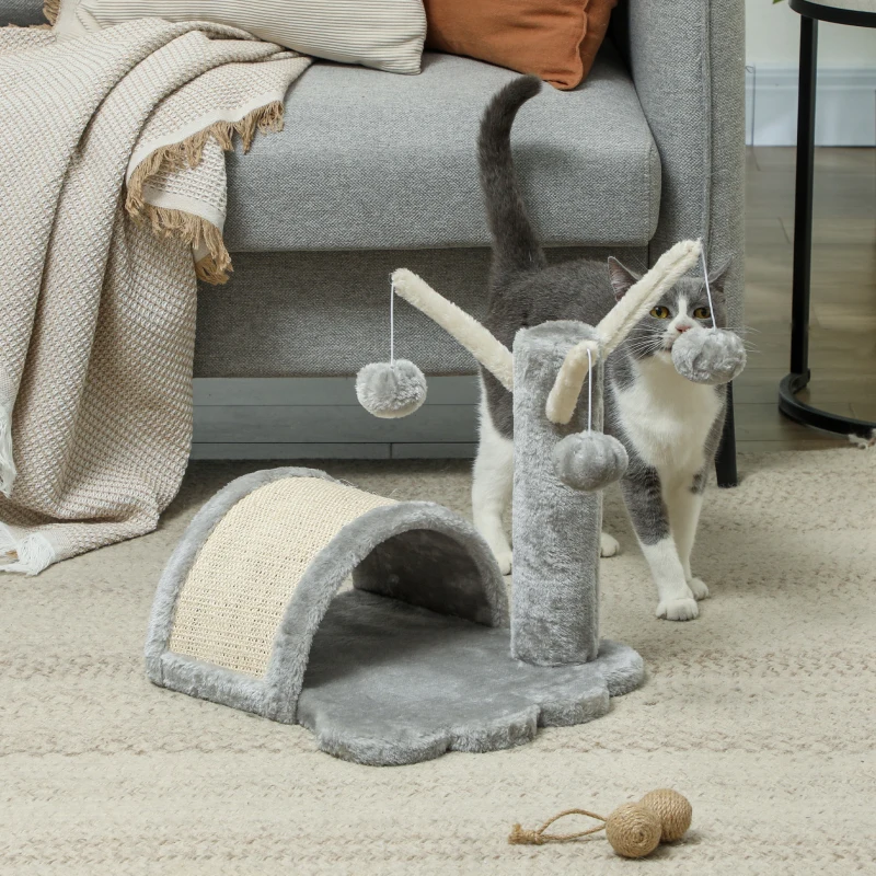 PawHut Kattenboom krabboom speelboom boom bal katten lichtgrijs