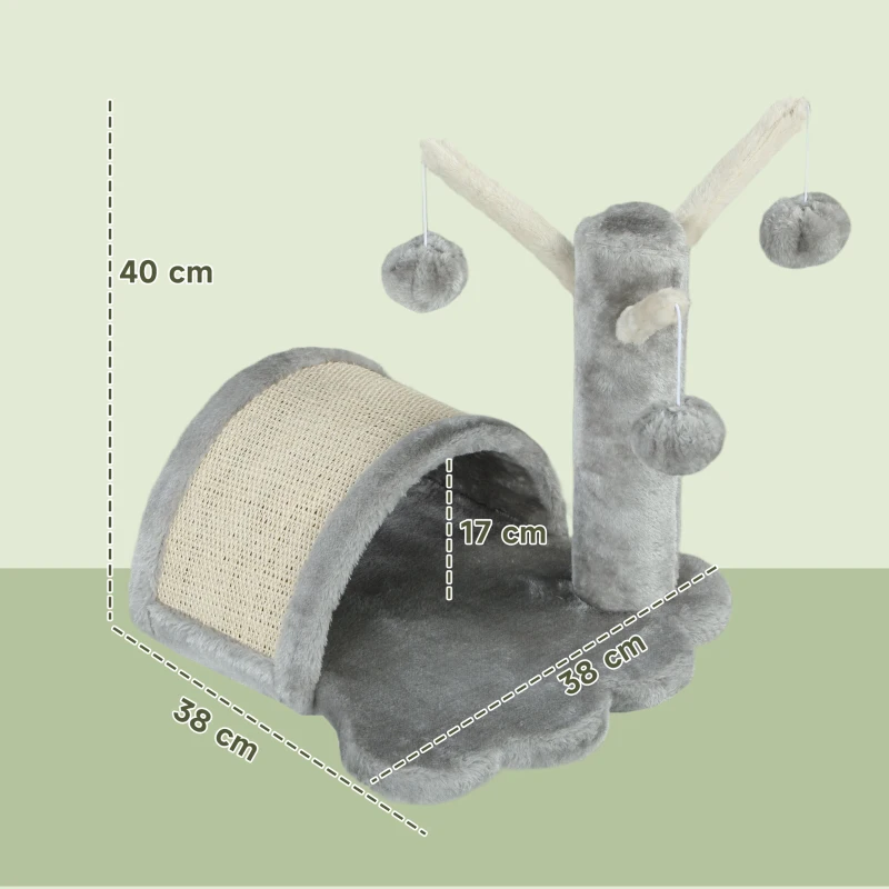 PawHut Kattenboom krabboom speelboom boom bal katten lichtgrijs