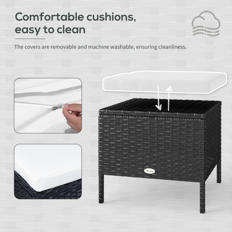 Outsunny 6 Pieces Sofa Set Furniture Rattan Lawn Cushion Seat Wicker Black Garden