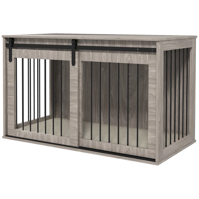 118cm Dog Crate Furniture with Removable Cushion for Extra Large Dogs - Walnut Brown