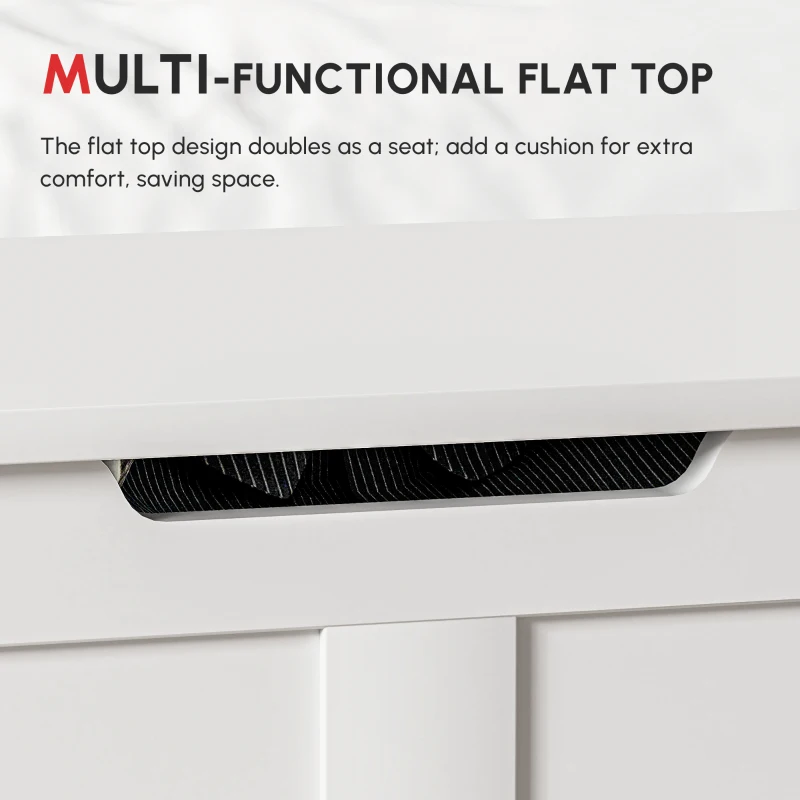 HOMCOM 100L Home Storage Box, with Safety Hinges - White Wood-Effect