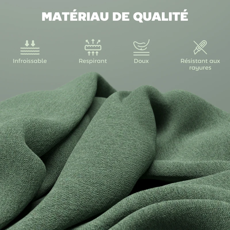 HOMCOM Lot de 2 tabourets de bar pivotants rembourrés à hauteur réglable avec dossier et repose-pieds, vert