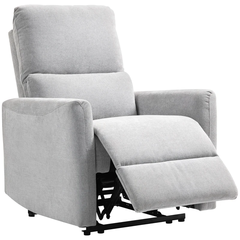 HOMCOM Fauteuil inclinable fauteuil relax manuel dossier et repose-pieds réglables, assise rembourré, tissu en lin, gris