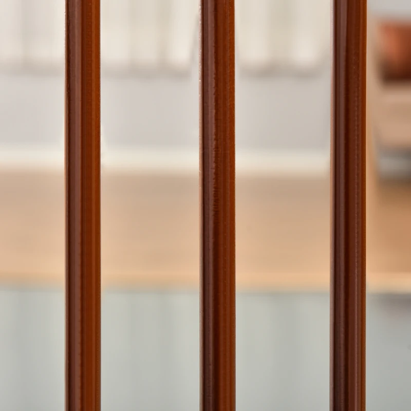 PawHut Absperrgitter Hunde Türschutzgitter Schutzgitter aus Holz Freistehendes Hundegitter mit Tür Hundeabsperrgitter Konfigurationsgitter für Kamin & Ofen Braun 113-166 x 36 x 71 cm