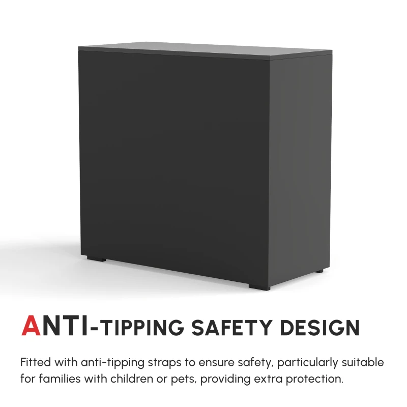 HOMCOM High Gloss Frame Sideboard, Side Cabinet, Push-Open Design with 2 Drawer for Living Room, Bedroom, Black