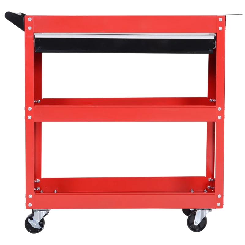 HOMCOM Werkzeugkoffer Werkzeugtrolley Werkzeugbox, 3 Ebenen, 4 Rollen, 82 cm x 35 cm x 76 cm, Rot